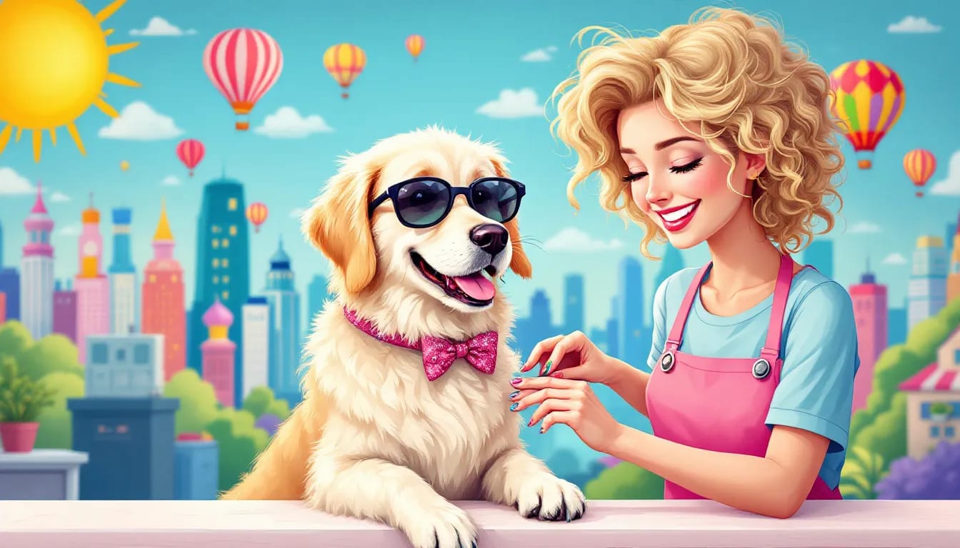 A cartoon illustration of a senior dog being cared for.