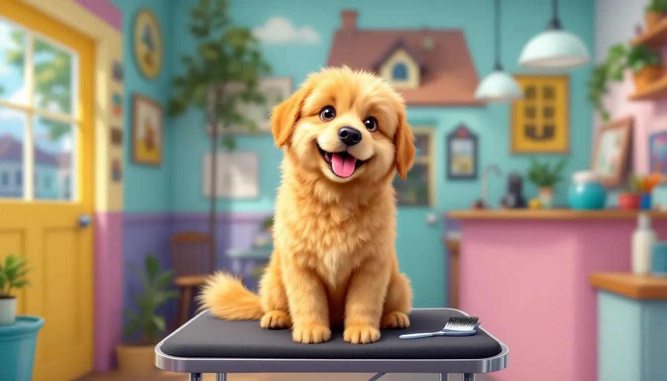 A happy dog enjoying a grooming session in Springfield, MO.
